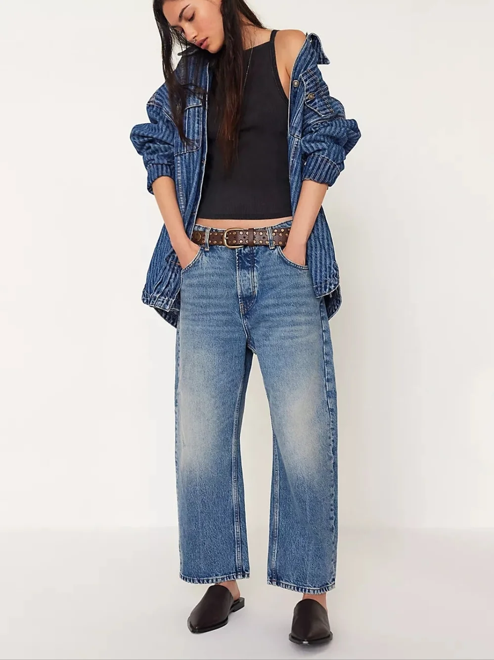 Free People | WE THE FREE Deep Trance Cropped Boyfriend Barrel Leg - Picture 1 of 14